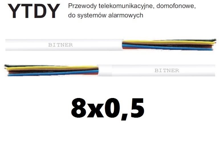 Alarmový kábel YTDY 8 × 0,5 mm pre alarm a domofón Bitner EC-01425